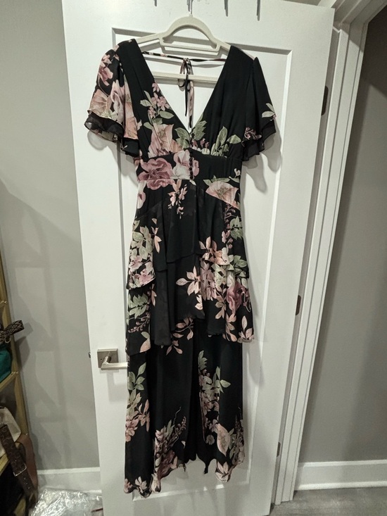 Lulus Dresses & Skirts - Lulu's Black Maxi Dress with Pink & Green Floral Print